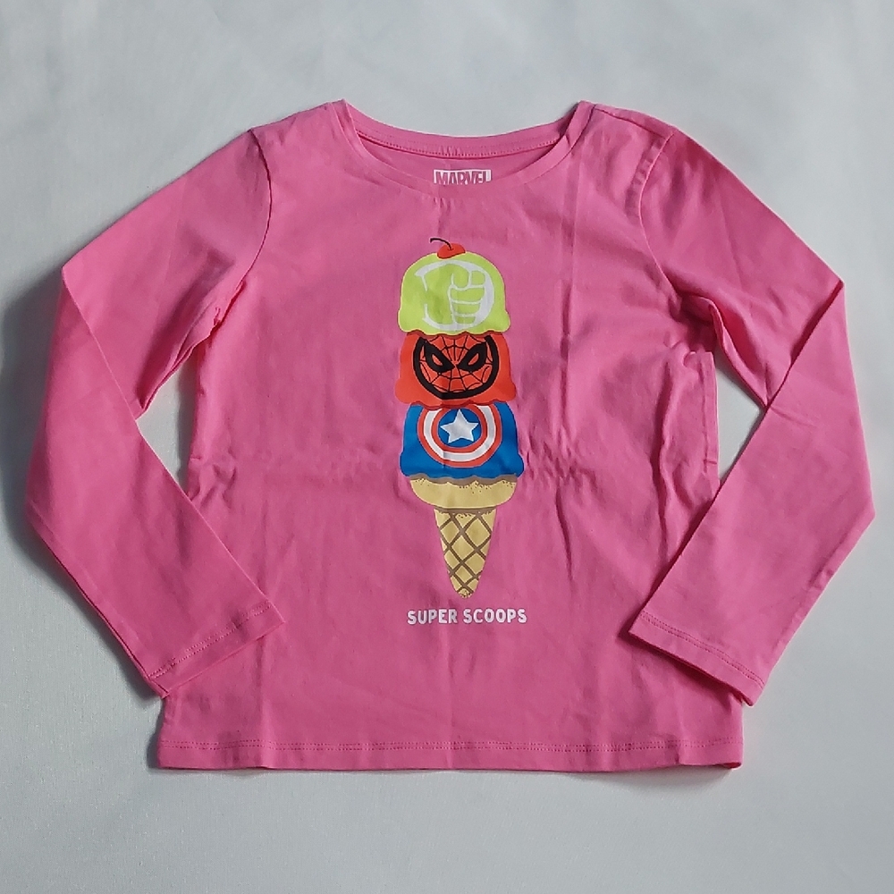 Marvel Super‎ Scoops Pink Long Sleeve Tee Size S 6-7